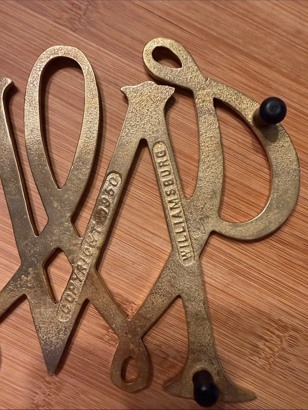 Vintage Brass Williamsburg William & Mary Cypher Trivet - Virginia Metalcrafters